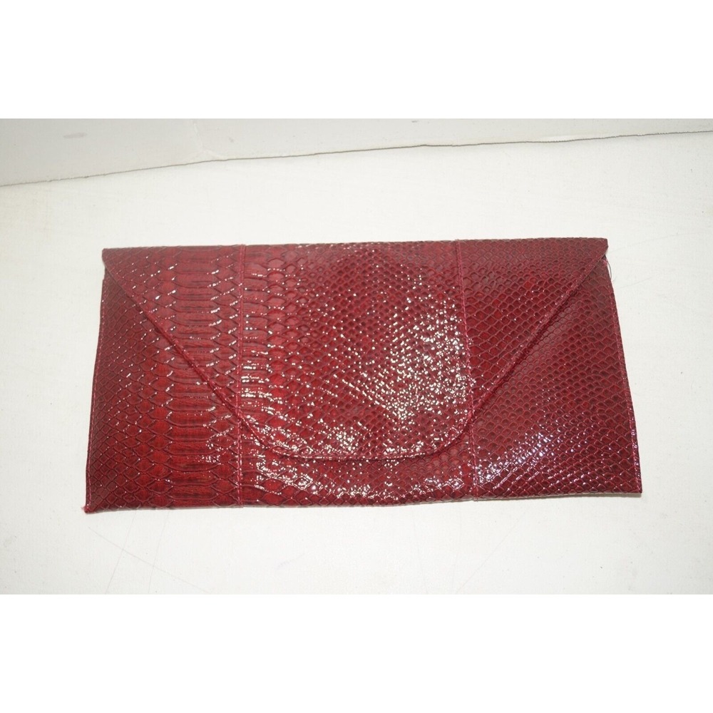 Red Crocodile Print Clutch Purse Handbag